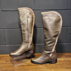 NAUGHTY MONKEY Everlasting Brown Leather Knee High Riding Boots Women’s 8